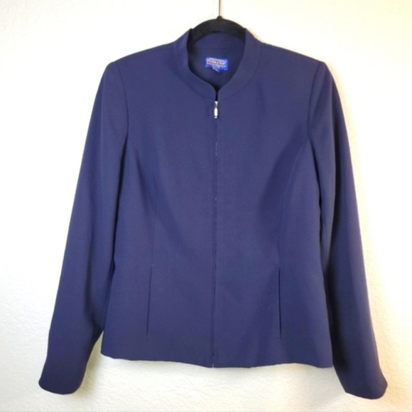 Pendleton Jackets & Blazers - Pendleton Wool Mills Navy Blue Hidden Full Zip Professional Blazer Jacket Sz 8